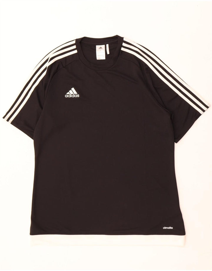 Adidas Mens Climalite Camiseta Top Grande Preto Colorblock Poliéster