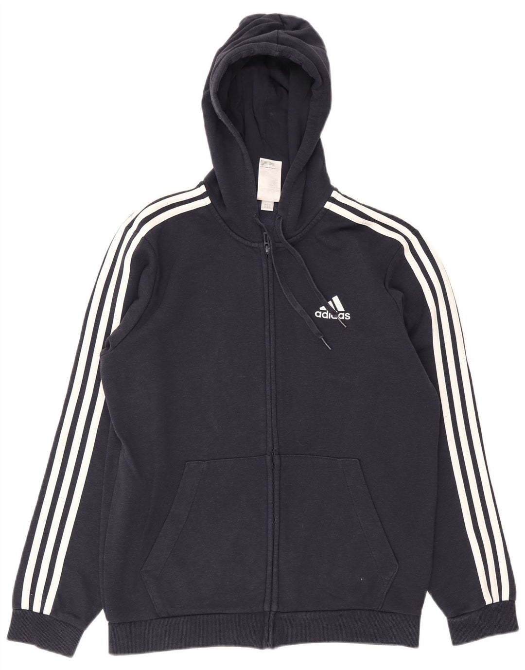 Adidas masculino zip moletom com capuz médio algodão azul marinho