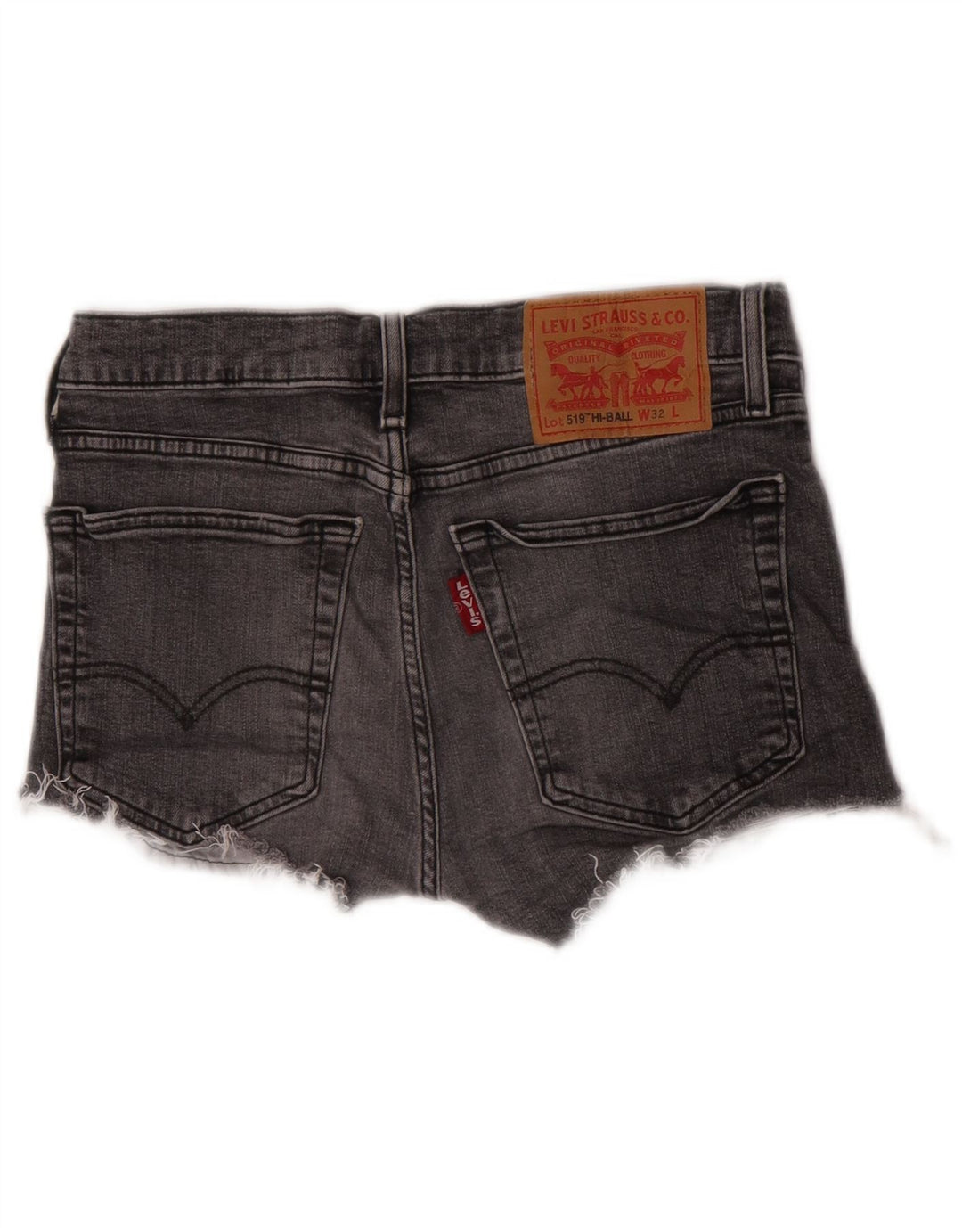 Calça jeans feminina Levi's 519 desgastada W32 grande algodão cinza