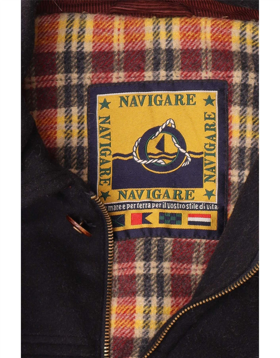 Sobretudo masculino Navigare UK 40 grande lã azul marinho