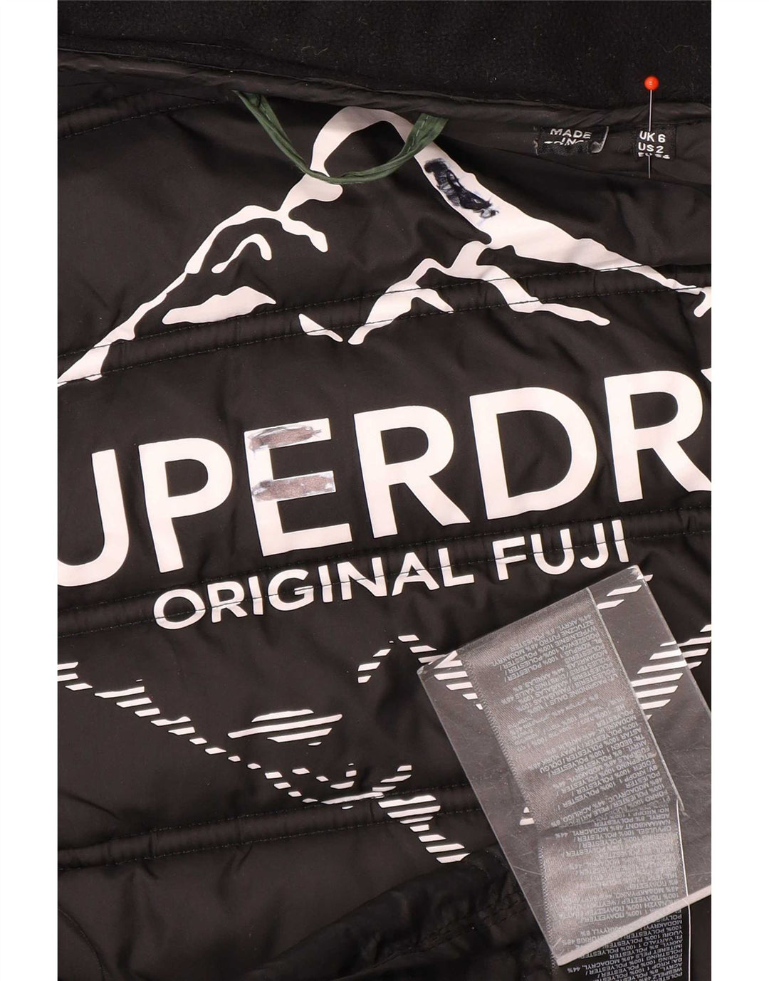 Casaco acolchoado com capuz feminino Superdry UK 6 XS verde poliéster