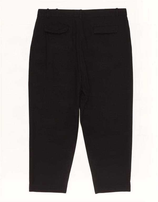 Zara Calça Capri Feminina Cintura Alta Solta Fit Reino Unido 18 XL W32 L24 Preta