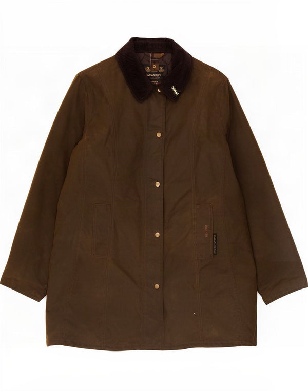 Sobretudo feminino de algodão encerado Barbour UK 20 2XL cáqui