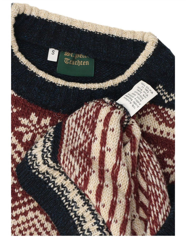 Suéter masculino VINTAGE com gola redonda pequeno multicolorido Fair Isle