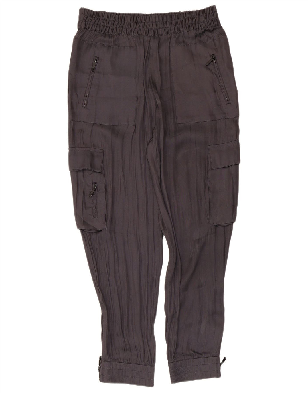Zara Calça jogger feminina cargo média W28 L26 cinza poliéster