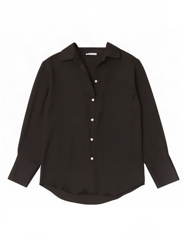 Camisa feminina Zara Loose Fit UK 6 XS Poliéster Preto