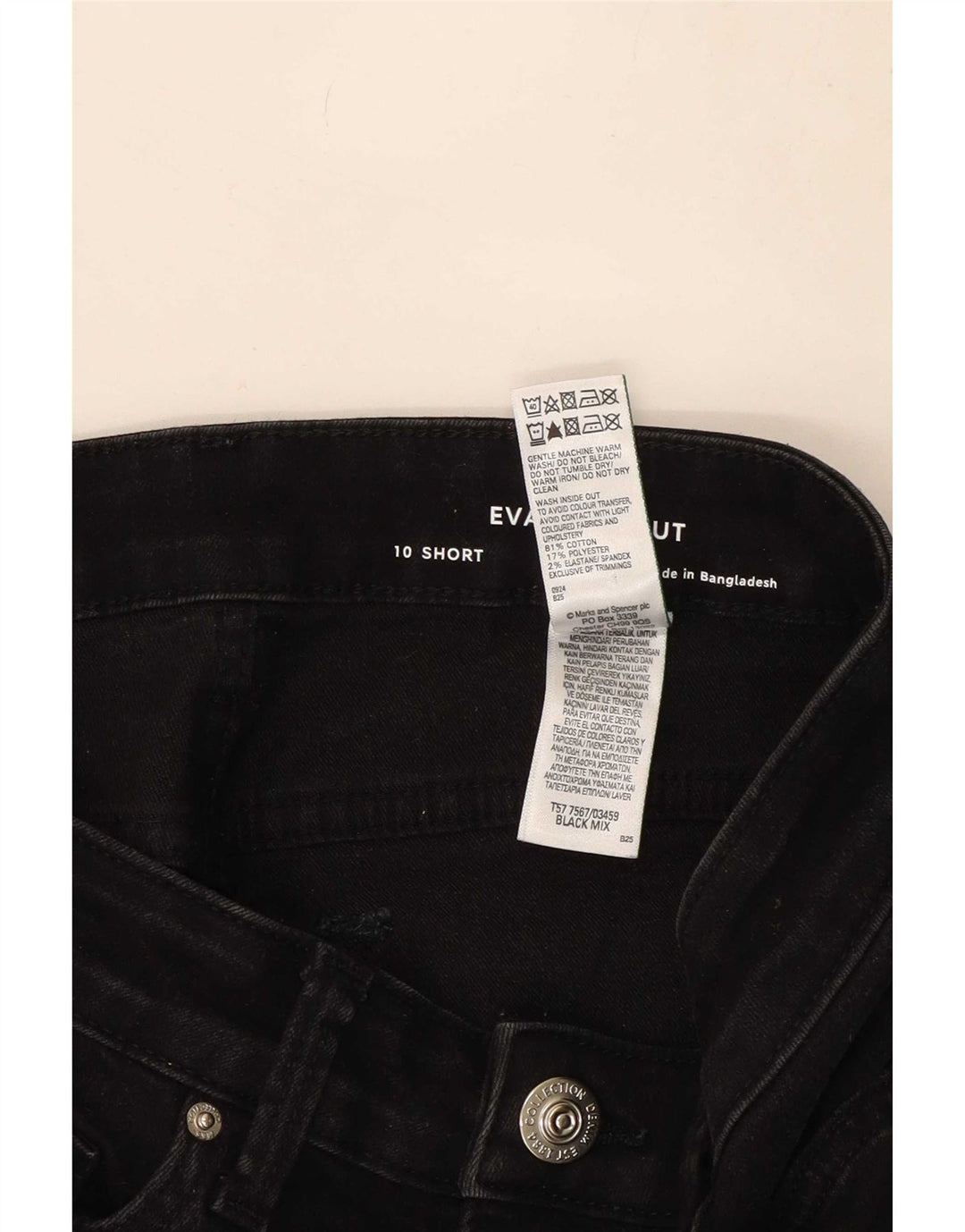 Calça jeans feminina Marks & Spencer Eva Bootcut Reino Unido 10 pequena W27 L27 preta
