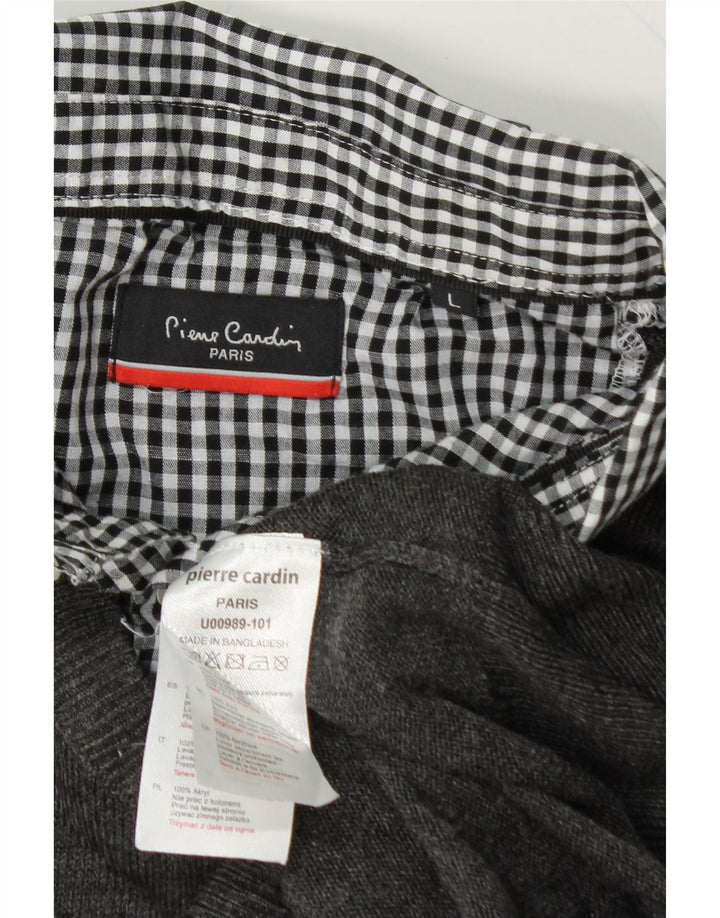 PIERRE CARDIN Mens V-Neck Jumper Sweater Large Grey Acrylic Vintage Pierre Cardin and Second-Hand Pierre Cardin from Messina Hembry 