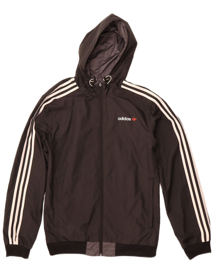 Casaco reversível com capuz masculino ADIDAS UK 36 pequeno poliéster cinza