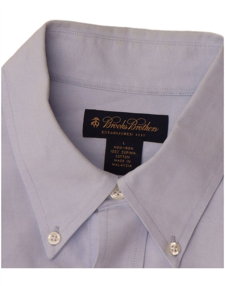 Camisa masculina Brooks Brothers grande algodão azul