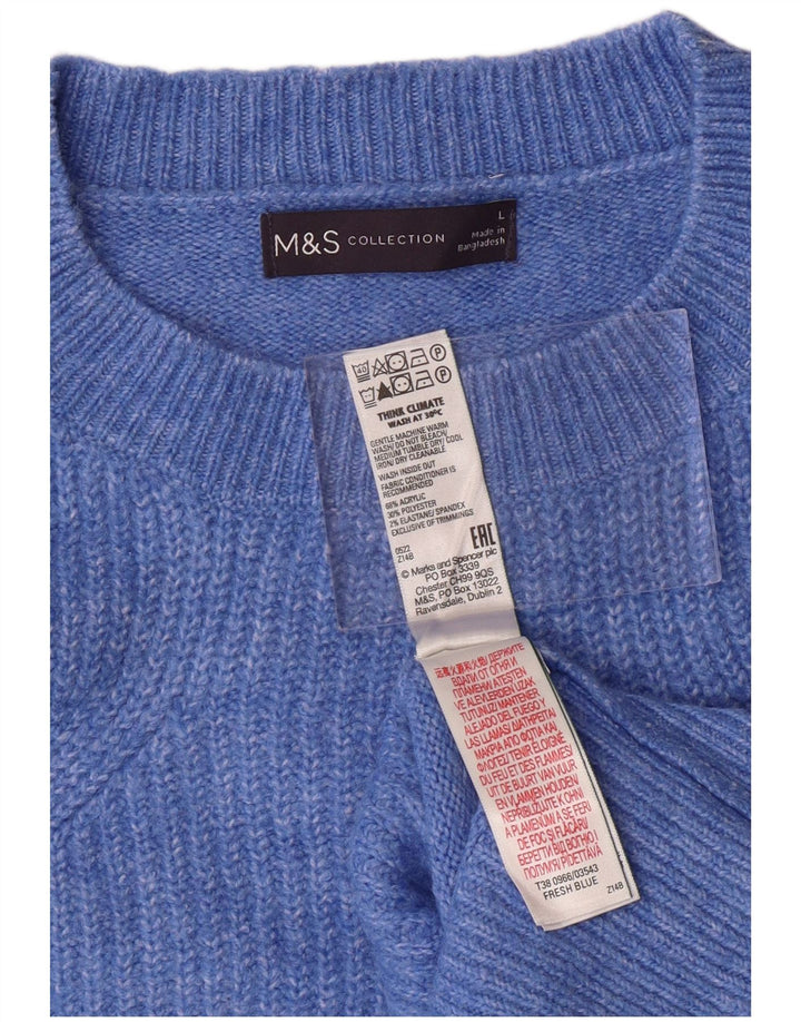 Suéter feminino MARKS & SPENCER com gola redonda Reino Unido 16 grande acrílico azul