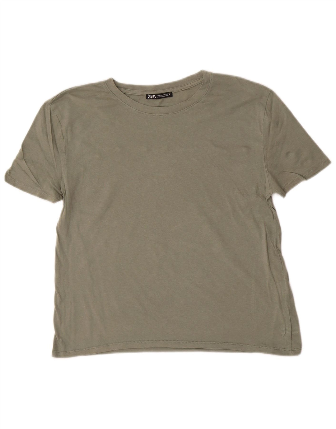 Camiseta feminina ZARA UK 14 algodão verde médio