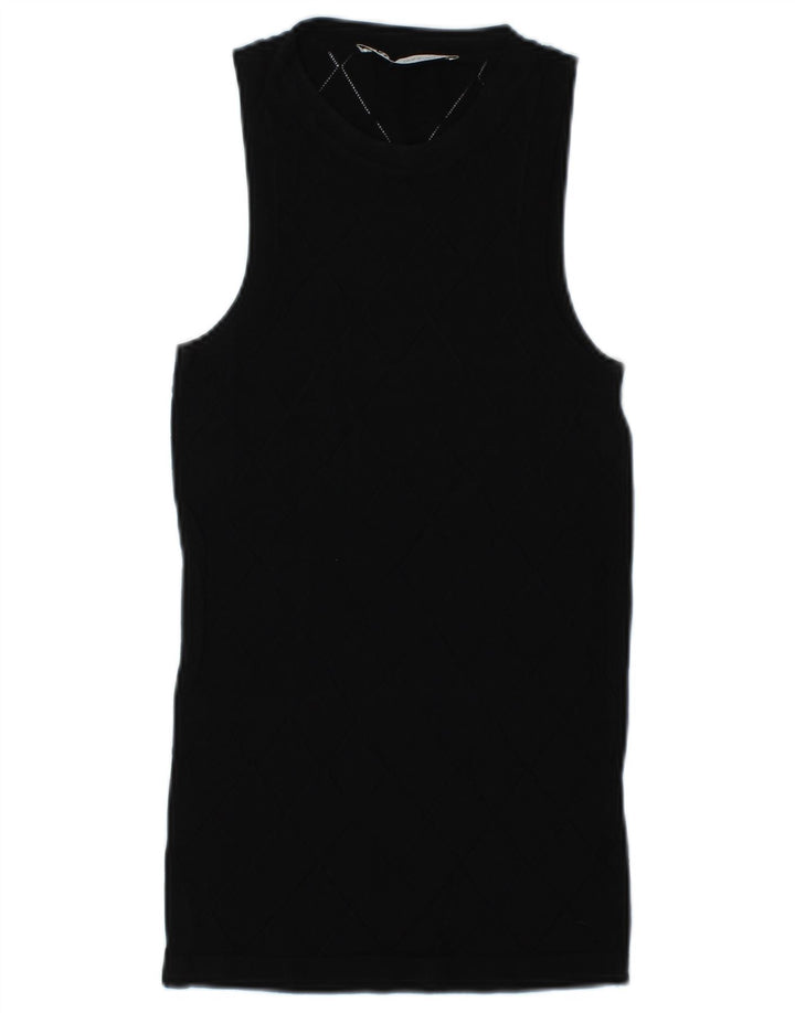 Zara Womens Vest Top UK 12 Médio Preto