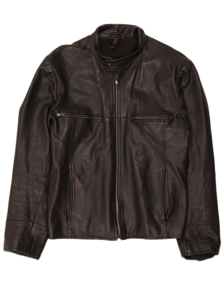 Jaqueta de couro masculina Gotelli IT 46 pequena couro preto