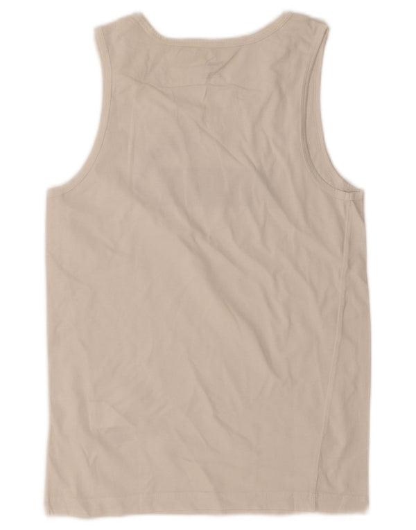 Puma Mens Graphic Vest Top Pequeno Algodão Branco