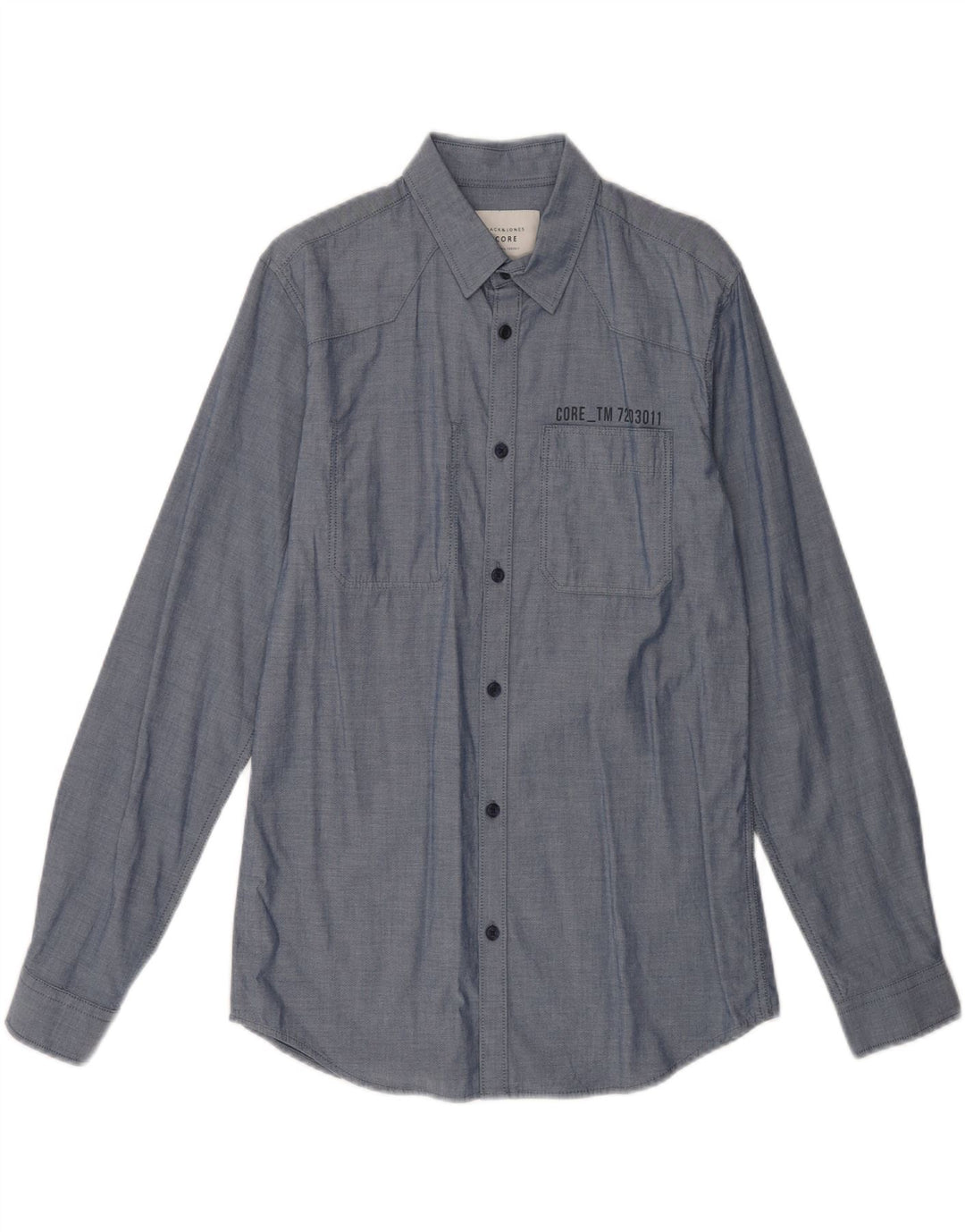 JACK & JONES Camisa masculina slim fit de algodão azul médio