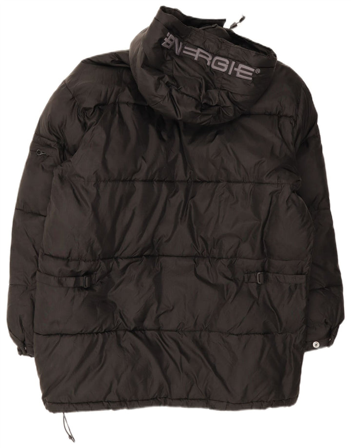 Jaqueta masculina acolchoada com capuz gráfico Energie UK 38 médio preto nylon