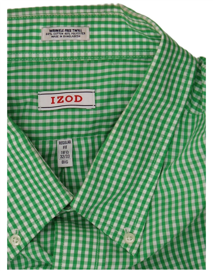 Camisa masculina grande regular fit IZOD tamanho 18 1/2 2XL algodão guingão verde