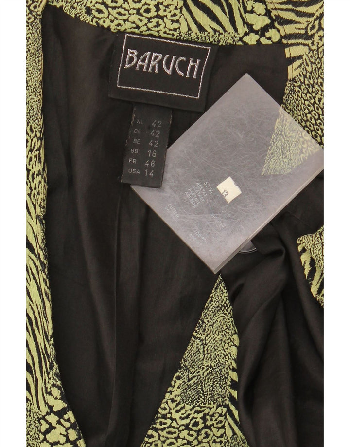 Jaqueta blazer feminina BARUCH Longline Reino Unido 16 grande estampa animal verde