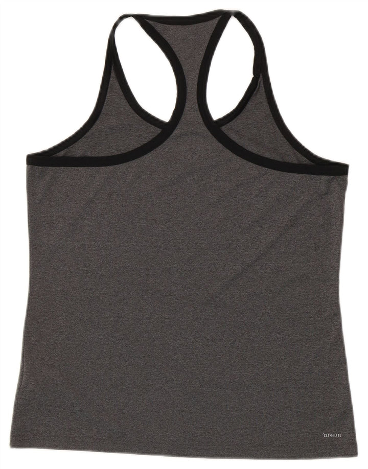 ADIDAS Womens Climalite Graphic Vest Top UK 12/14 Médio Cinza Poliéster