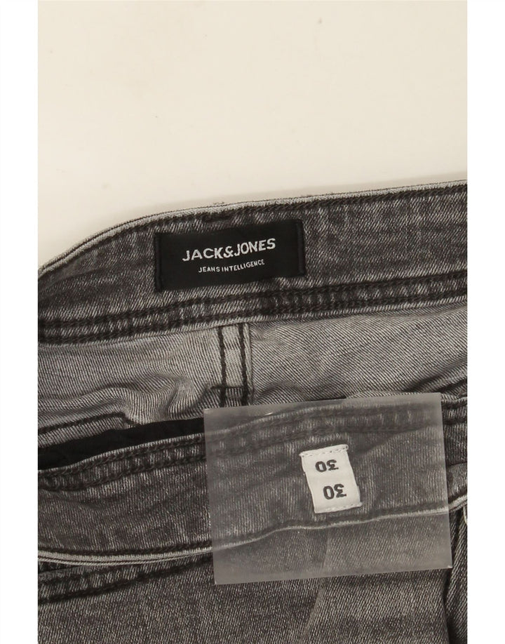 JACK & JONES Calça jeans masculina desgastada W30 L30 algodão cinza