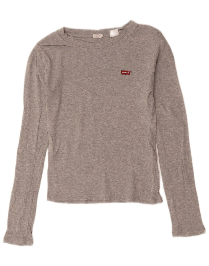 Top feminino Levi's manga comprida UK 2 2XS algodão cinza