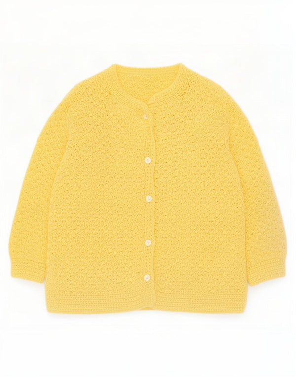 Suéter Cardigan Feminino Vintage Reino Unido 16 Grande Amarelo