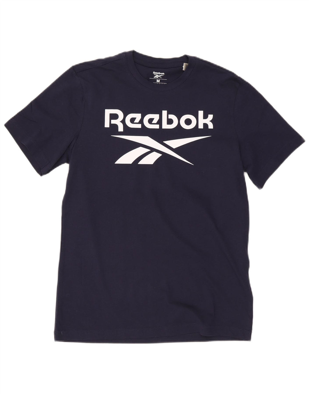 Camiseta gráfica masculina Reebok Top médio algodão azul marinho