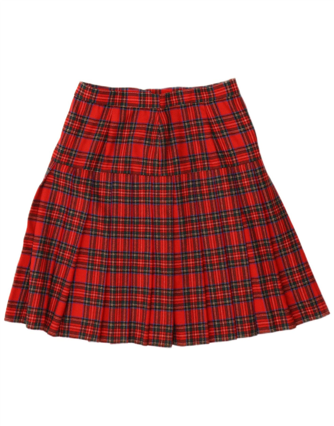Saia plissada feminina vintage W28 xadrez vermelho médio