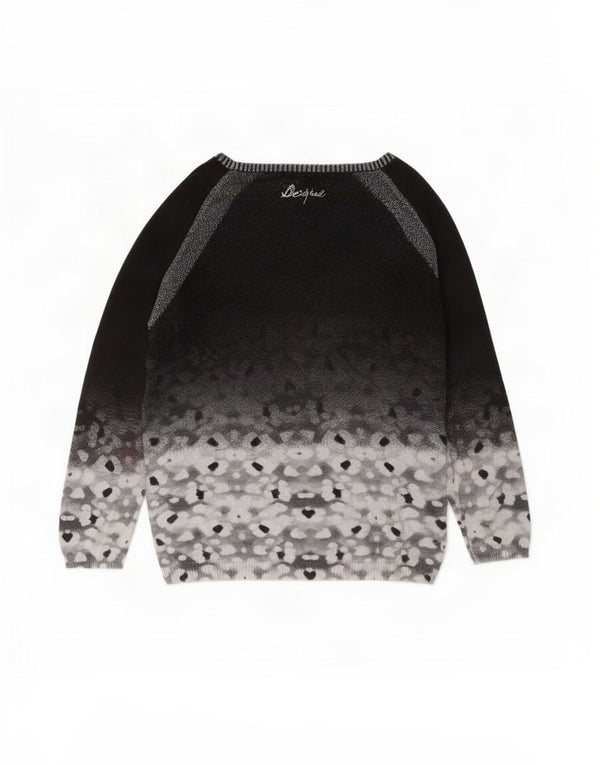Suéter feminino Desigual com gola canoa e gola redonda Reino Unido 16 grande preto floral