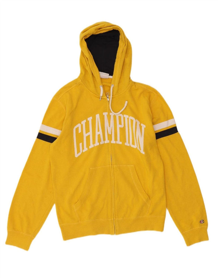 CHAMPION Suéter masculino com capuz e zíper gráfico amarelo médio
