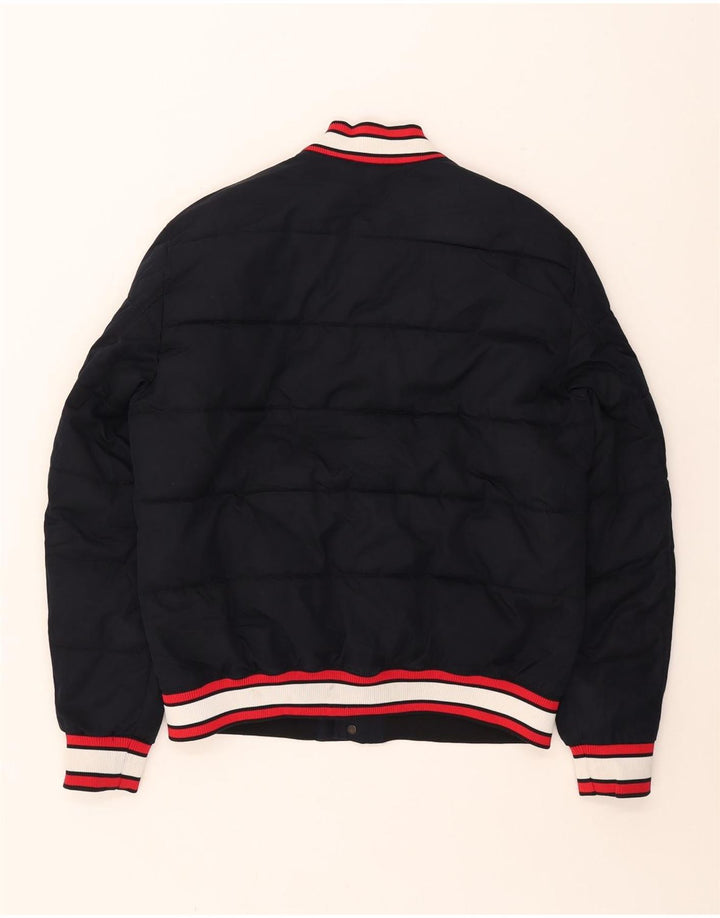 Jaqueta acolchoada masculina Zara UK 40 grande poliéster azul marinho