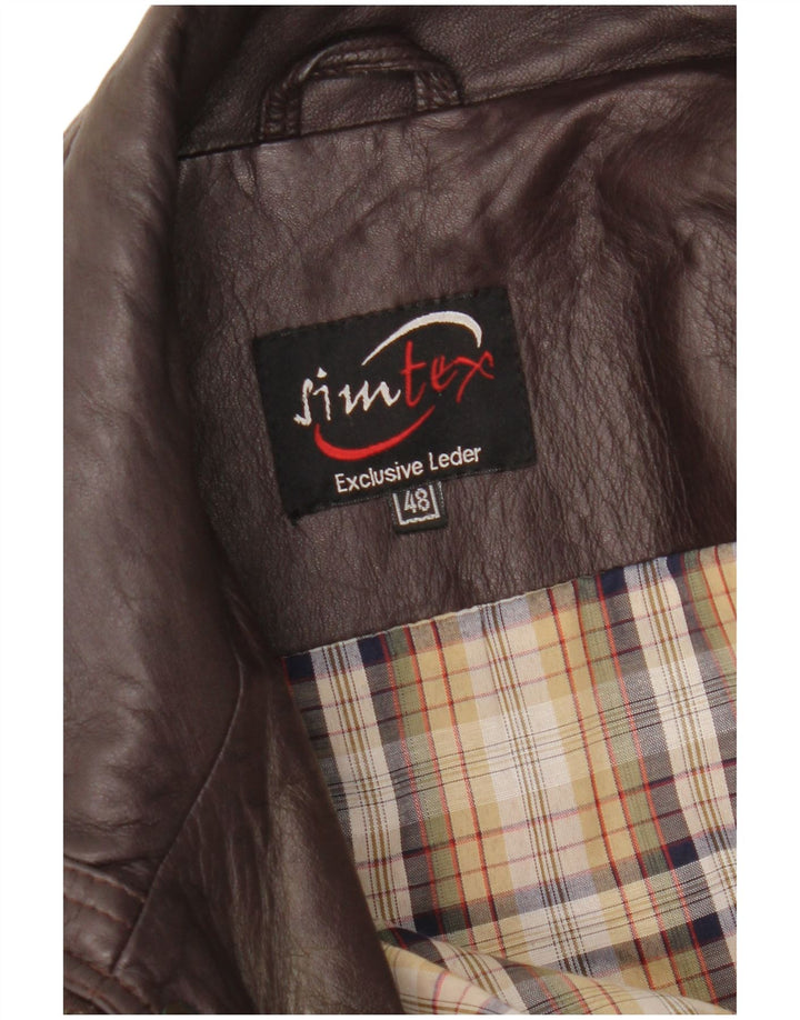 Jaqueta de couro masculina vintage IT 48 couro marrom médio