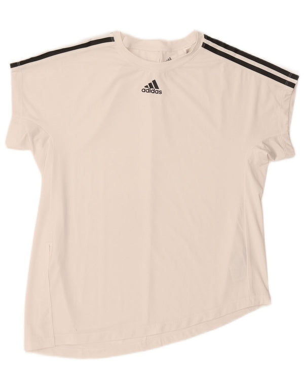 Adidas Camiseta Feminina Graphic Top UK 12/14 Médio Branco Poliéster