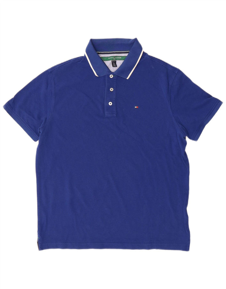 Camisa polo masculina TOMMY HILFIGER algodão azul médio