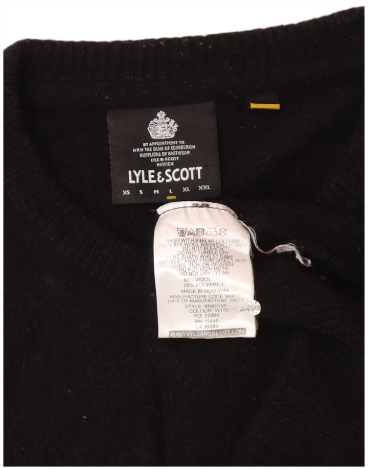 Suéter feminino Lyle & Scott com gola redonda, Reino Unido 16, grande, lã preta