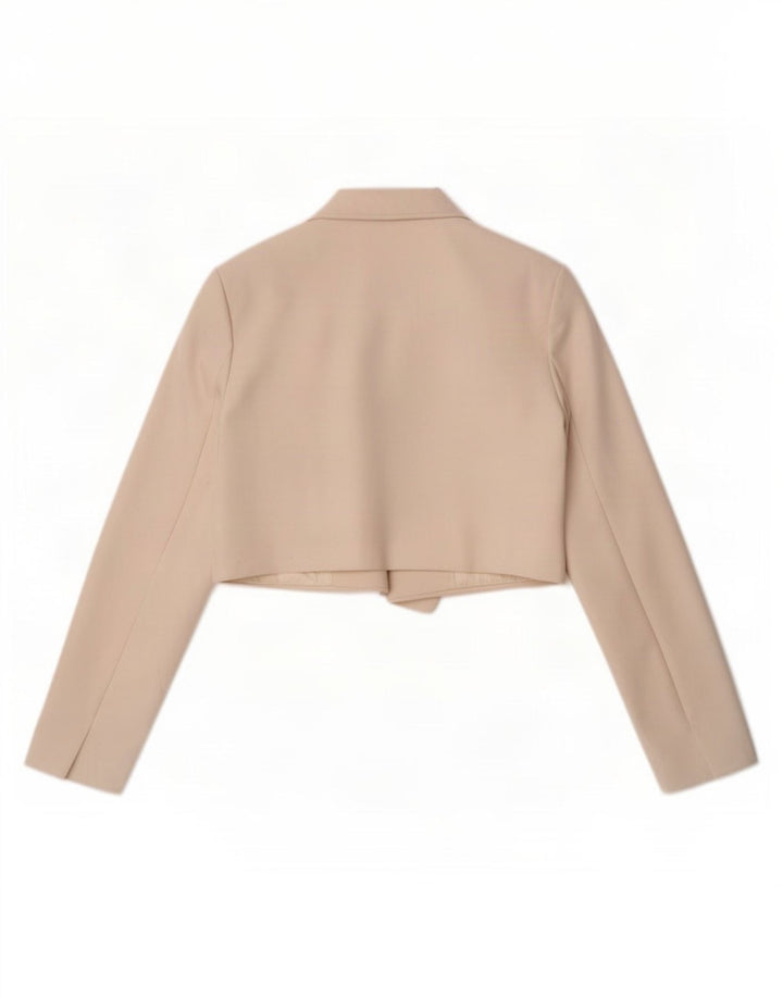 Jaqueta Bolero aberta feminina Zara Reino Unido 16 grande poliéster branco