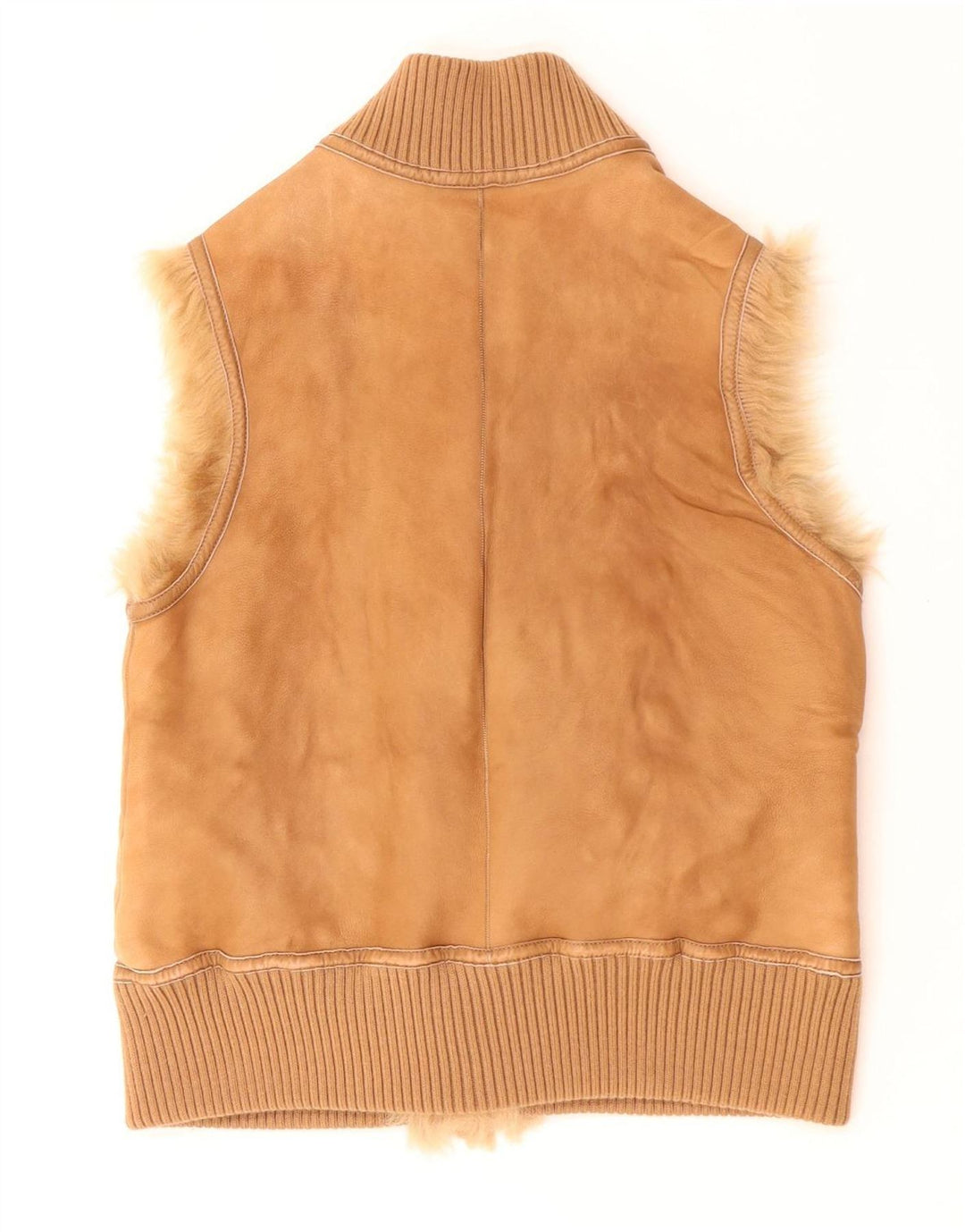 Colete Shearling Feminino Vintage UK 12 Bege Médio