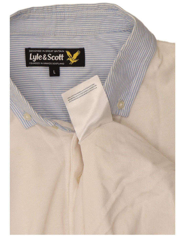 Camisa polo masculina Lyle & Scott grande algodão branco