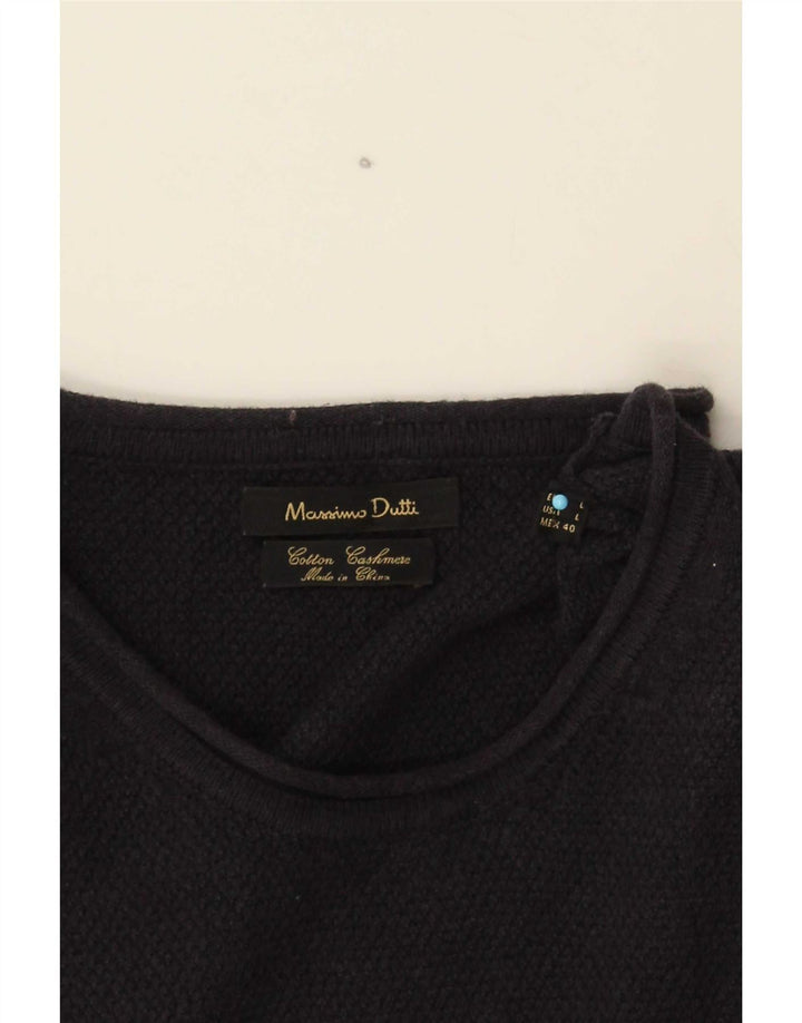 Suéter masculino Massimo Dutti com gola redonda, grande algodão azul marinho