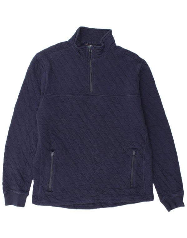 Suéter masculino J. Crew com zíper e gola em algodão azul marinho médio