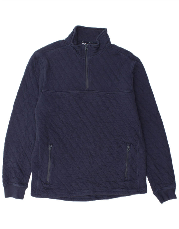 Suéter masculino J. Crew com zíper e gola em algodão azul marinho médio