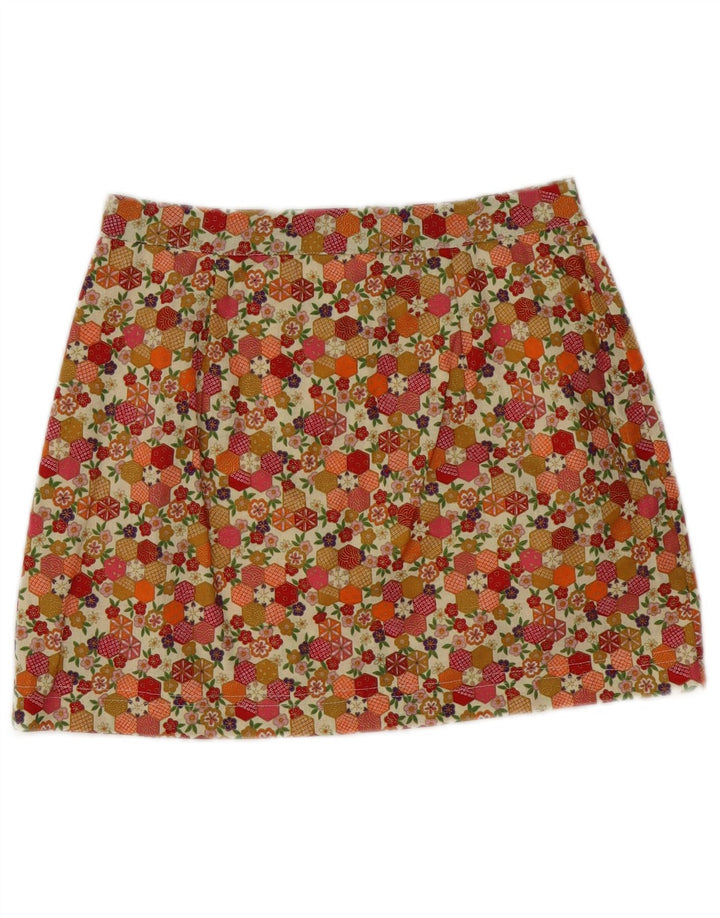 Mini saia feminina vintage W26 pequena floral multicolorida