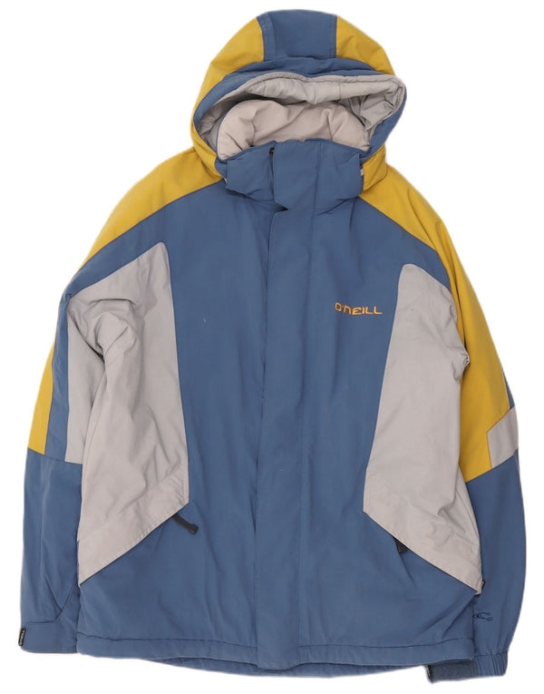 Jaqueta masculina de esqui com capuz gráfico O'Neill UK 38 azul médio Colourblock Nylon