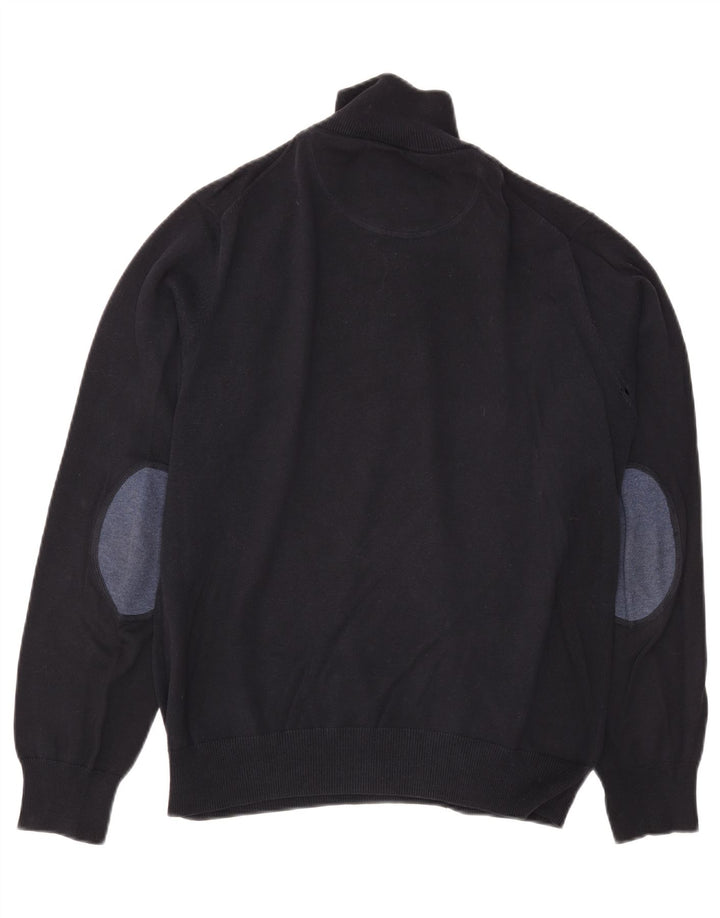 Suéter masculino Gant com zíper e gola alta de algodão azul marinho médio