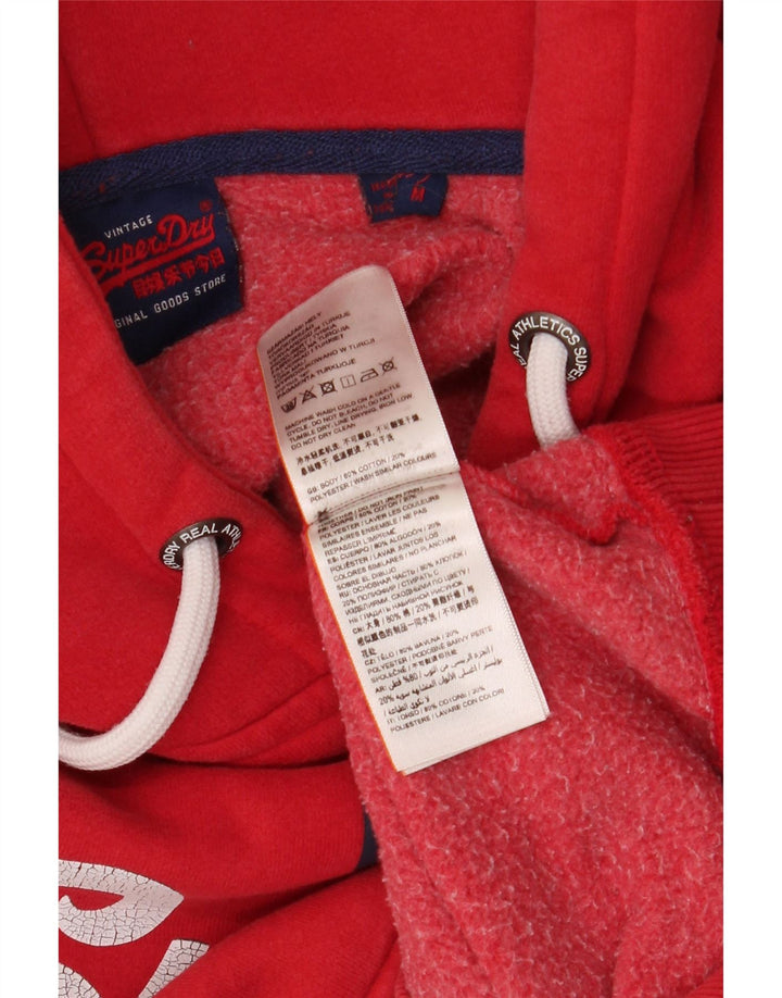 SUPERDRY moletom com capuz masculino gráfico médio algodão vermelho