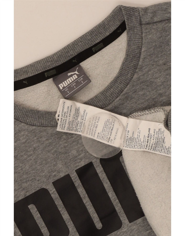 Puma Mens Graphic Moletom Jumper Pequeno Algodão Cinza