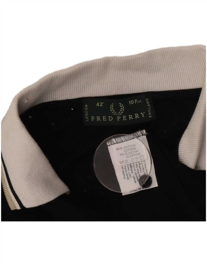 Camisa polo masculina Fred Perry médio preto colorblock algodão