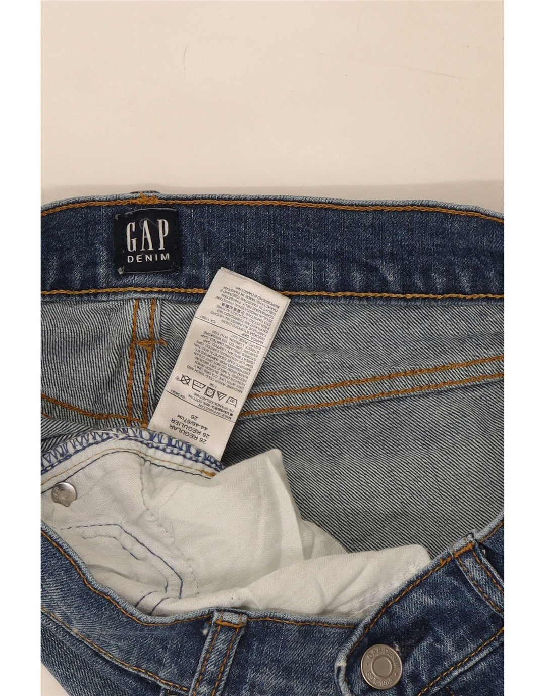 Calça jeans reta feminina Gap desgastada W26 L29 algodão azul