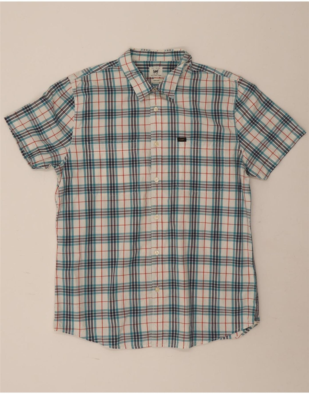 Camisa masculina de manga curta Lee 2XL algodão xadrez azul